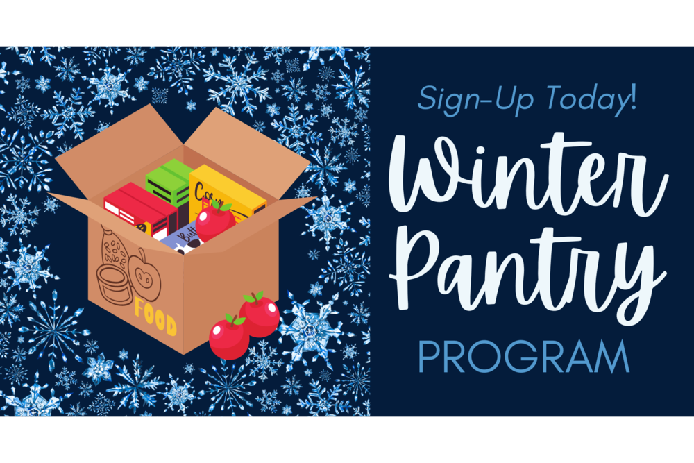 Winter Pantry Program, snowflakes, food box