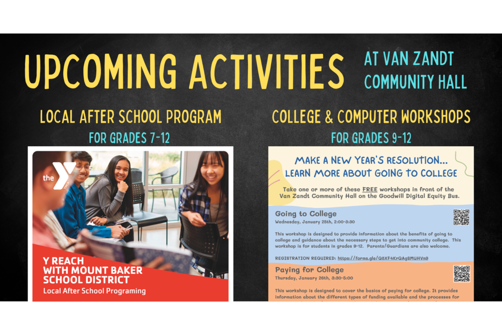 Upcoming Activities at Van Zandt Community Hall for Grades 7-12